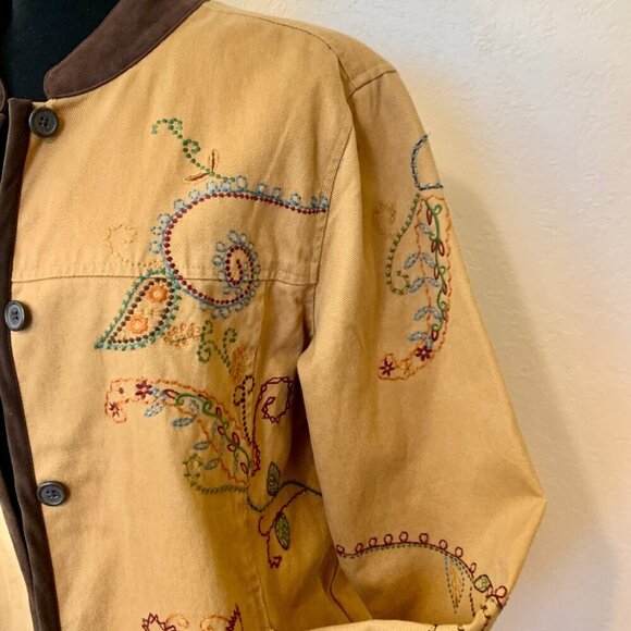 Womens cotton jacket SZ M embroidered Denim + Co - Picture 2 of 7